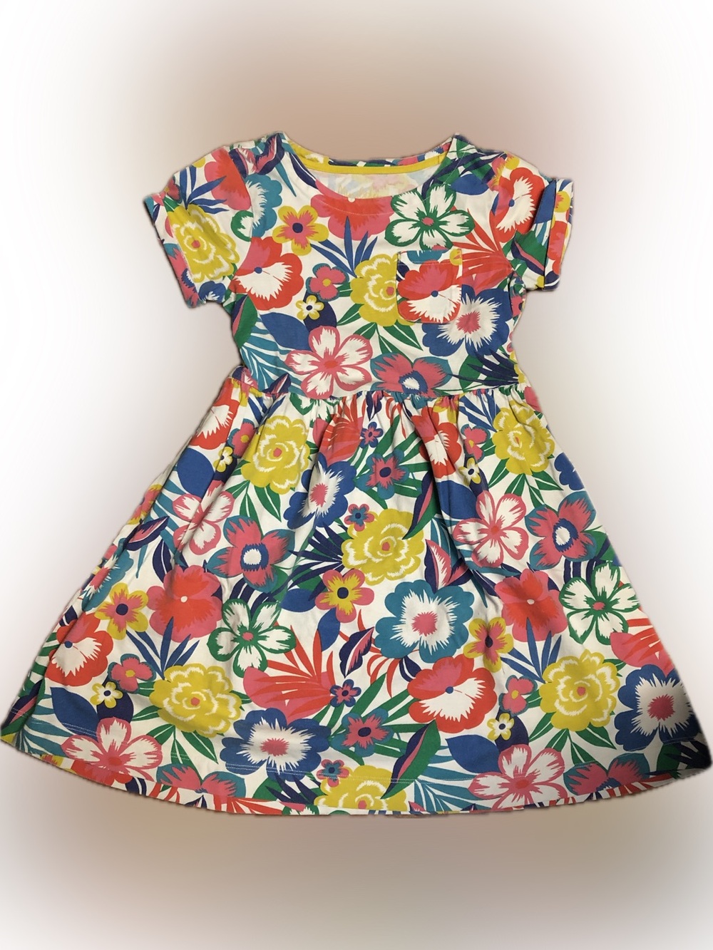 Boden Bright Floral Cotton Dress - Coral, Yellow, Blue, Green